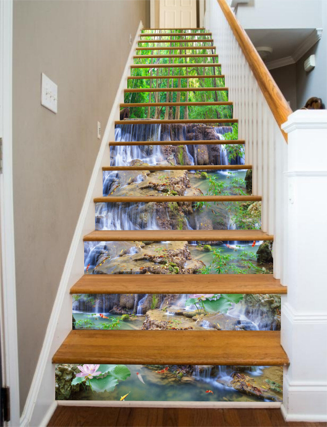 Tropical waterfall staircase vinyl